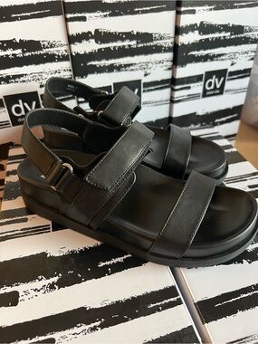 DV by Dolce Vita Argyle Black Chunky Strap Sandals